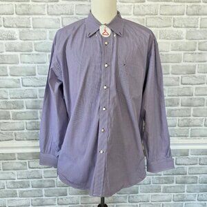 Tommy Hilfiger Cotton Dress Shirt Mens XL Purple Gingham Check Office Preppy